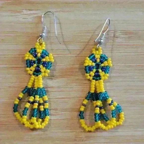 Source Unknown Jewelry - Beads Earrings in Yellow and  Blue